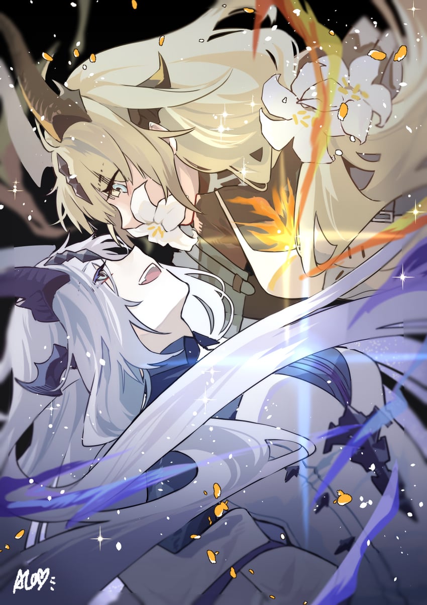 reed, reed the flame shadow, and necrass (arknights) drawn by puyue