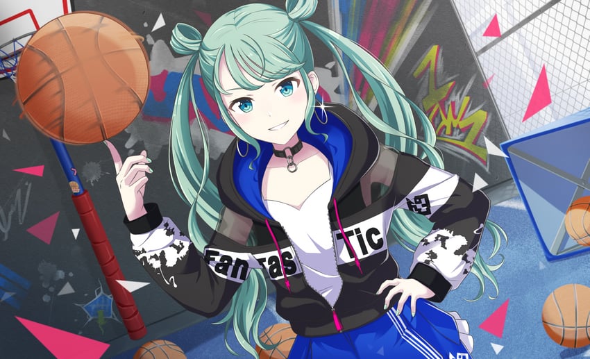 hatsune miku and vivid bad squad miku (vocaloid and 1 more) drawn by keshikasu9