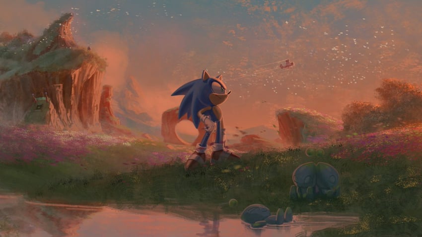 sonic the hedgehog and neutral chao (sonic and 1 more) drawn by lazerpotaters