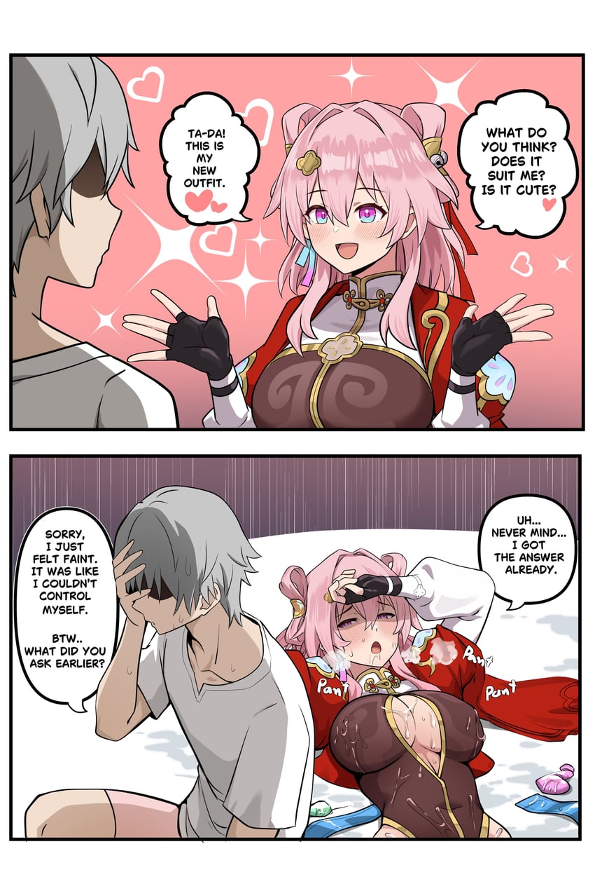 trailblazer, march 7th, and caelus (honkai and 1 more) drawn by bonz_(bonz0616)