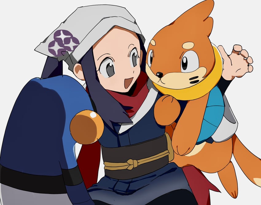 akari, croagunk, and buizel (pokemon and 1 more) drawn by shichibee_(stm_mimi)