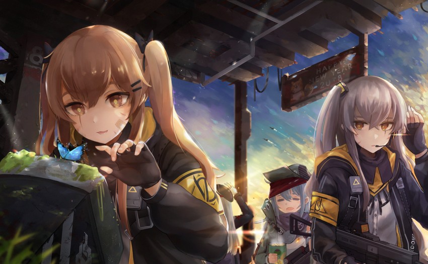 hk416, ump45, ump9, g11, and dinergate (girls' frontline) drawn by envysoi