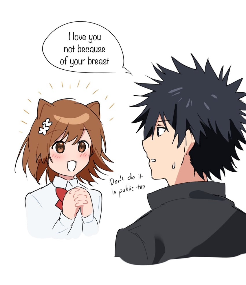 misaka mikoto and kamijou touma (toaru majutsu no index) drawn by harumi61