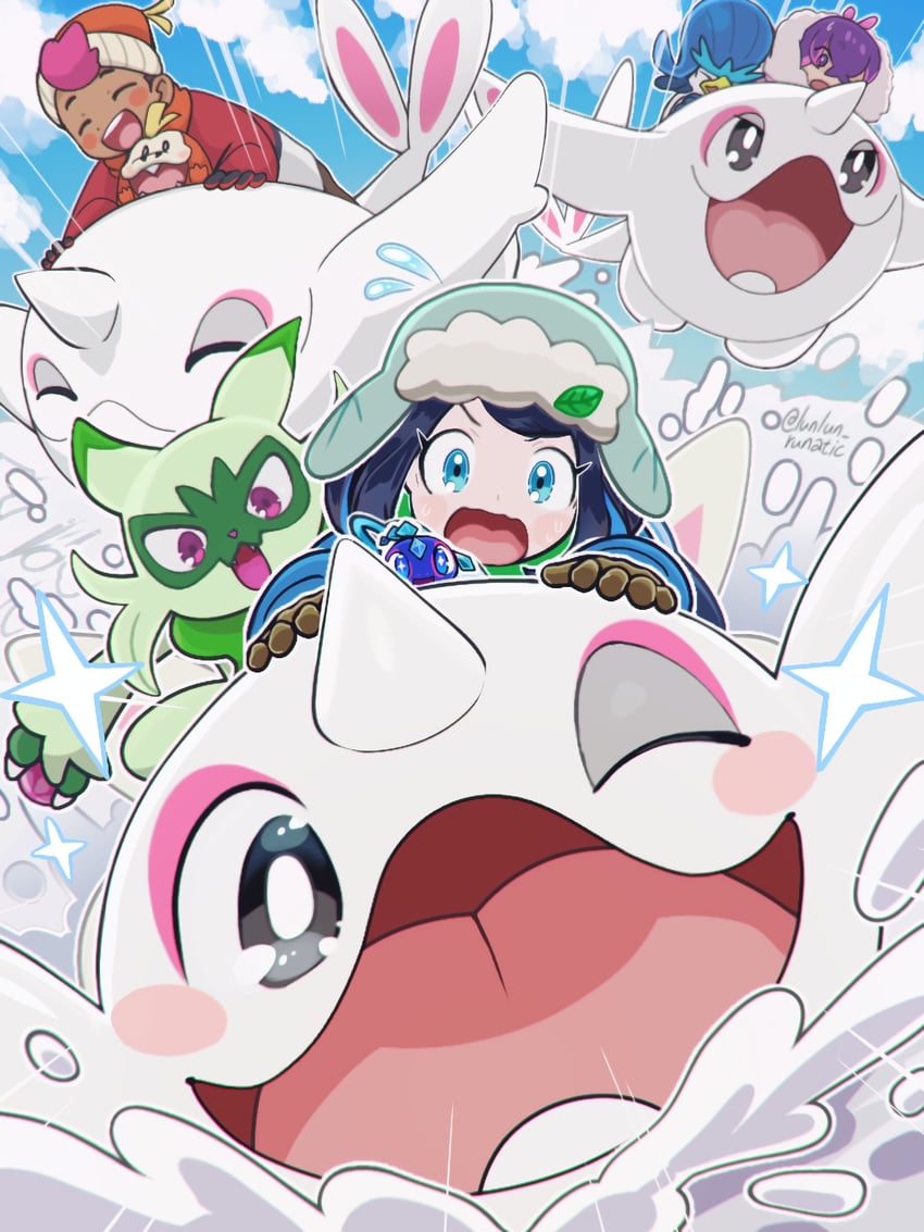 liko, fuecoco, dot, roy, floragato, and 4 more (pokemon and 1 more) drawn by runachikku