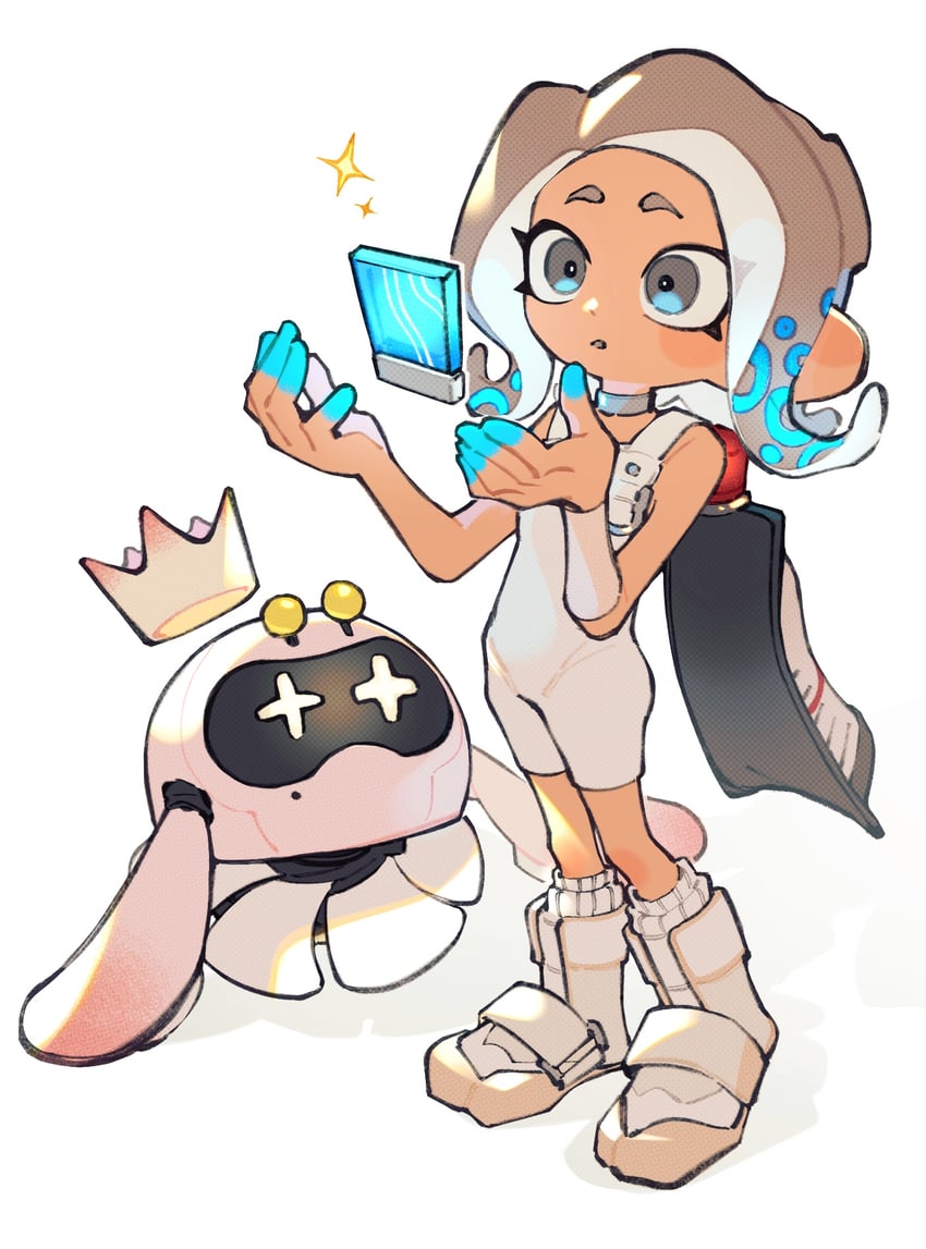 octoling player character, octoling girl, pearl, agent 8, and pearl drone (splatoon and 2 more) drawn by inari1369