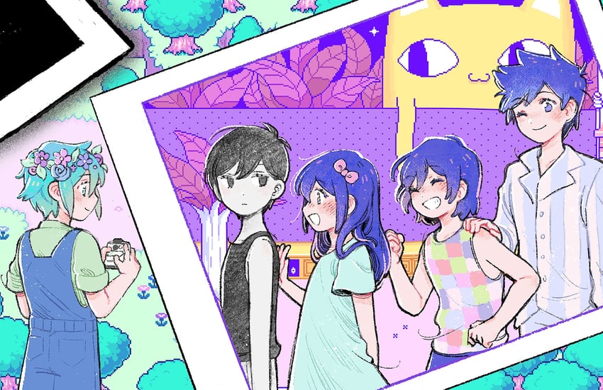 omori, basil, aubrey, kel, hero, and 1 more (omori) drawn by emily_shaw
