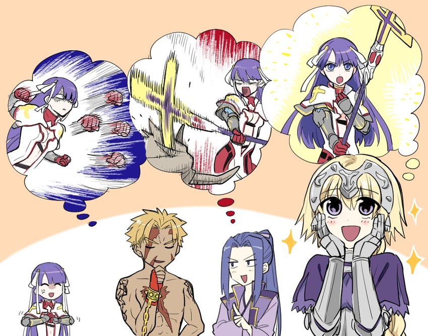 jeanne d'arc, martha, sasaki kojirou, and beowulf (fate and 3 more) drawn by kurokiroro