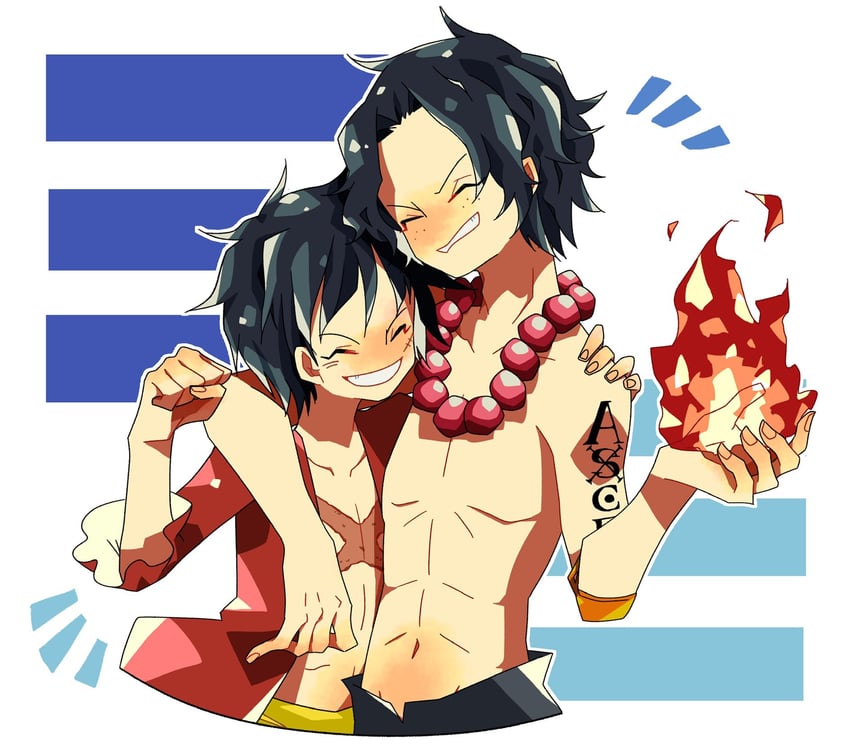 monkey d. luffy and portgas d. ace (one piece) drawn by noise_pp
