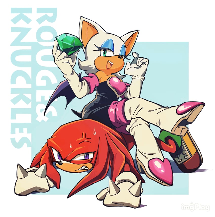 rouge the bat and knuckles the echidna (sonic) drawn by hashi84e