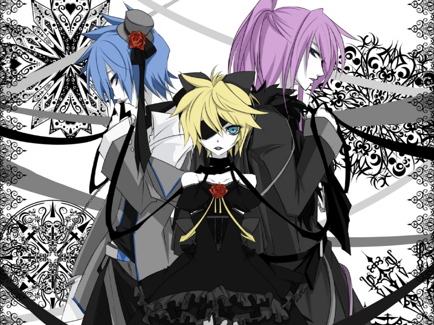 kagamine len, kaito, and kamui gakupo (vocaloid and 1 more) drawn by haru_aki