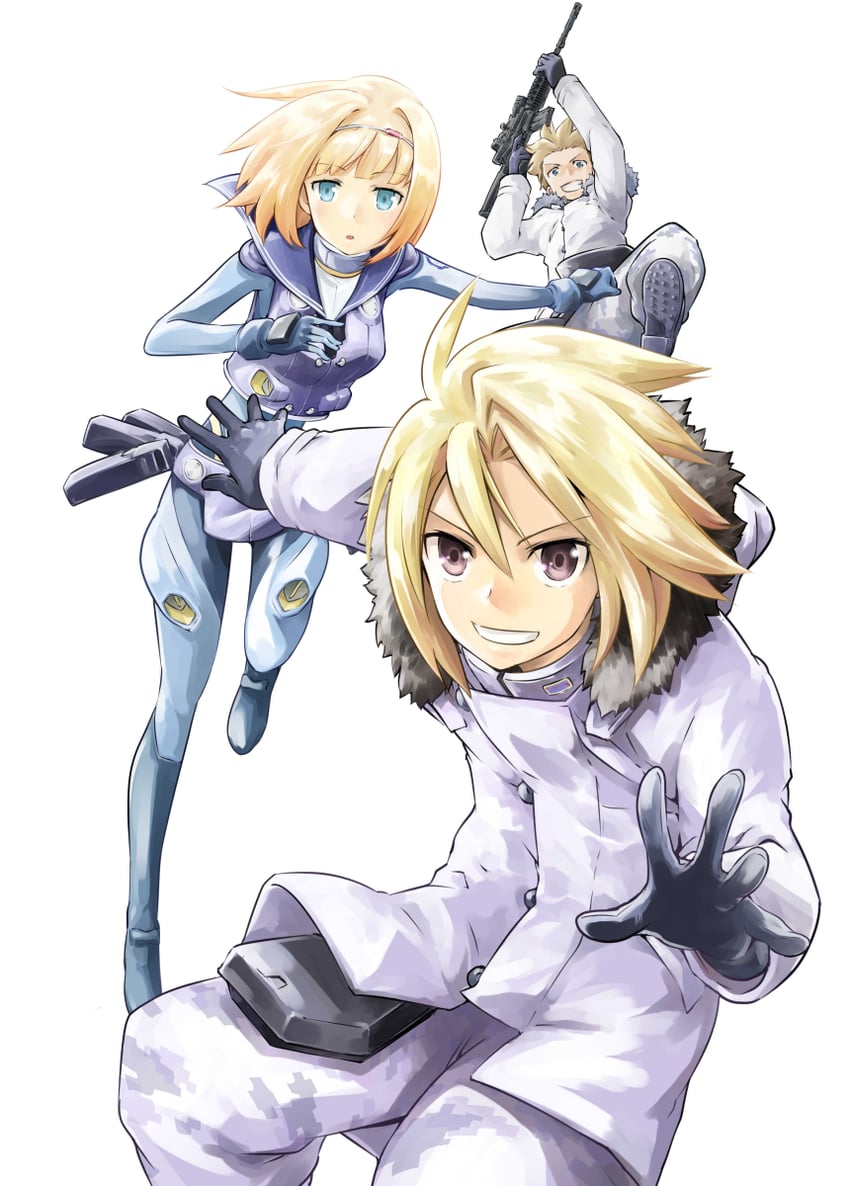 milinda brantini, qwenthur barbotage, and havia winchell (heavy object) drawn by saitou_sakae