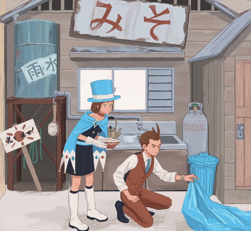 apollo justice and trucy wright (ace attorney and 1 more) drawn by 23011620x