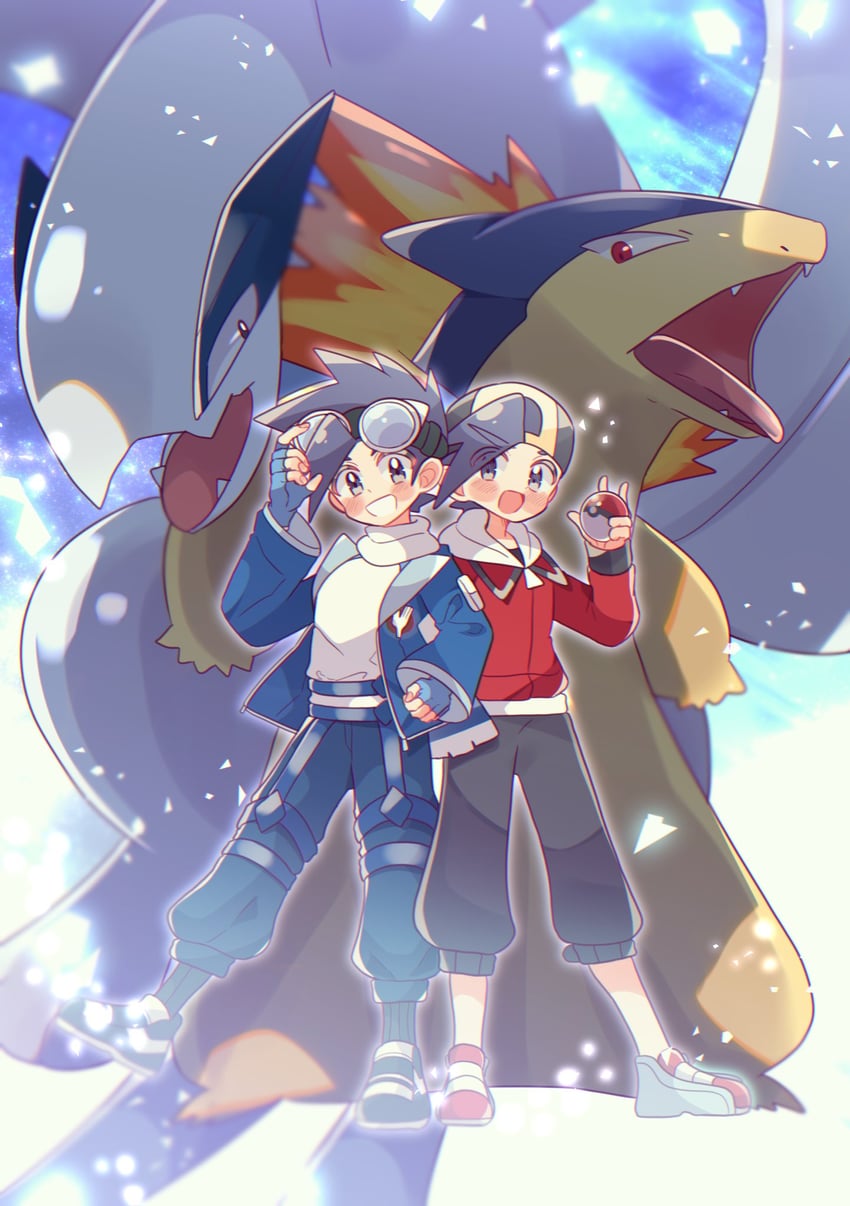 ethan, lugia, and typhlosion (pokemon and 2 more) drawn by kinu_(kinuhoshizora21)