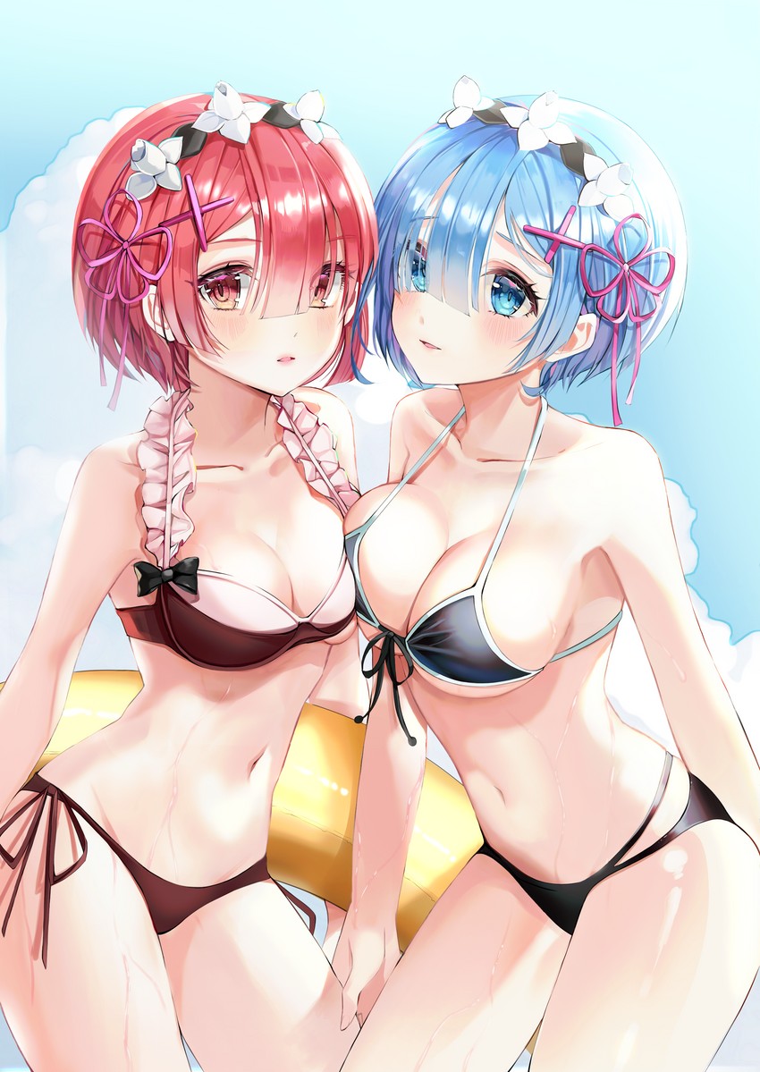 rem and ram (re:zero kara hajimeru isekai seikatsu) drawn by buri_(retty9349)