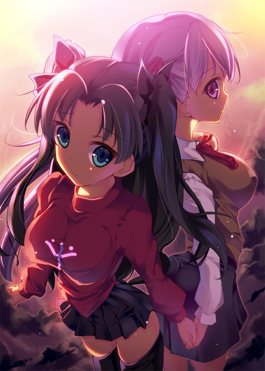 tohsaka rin and matou sakura (fate and 1 more) drawn by fukuda_shuushi