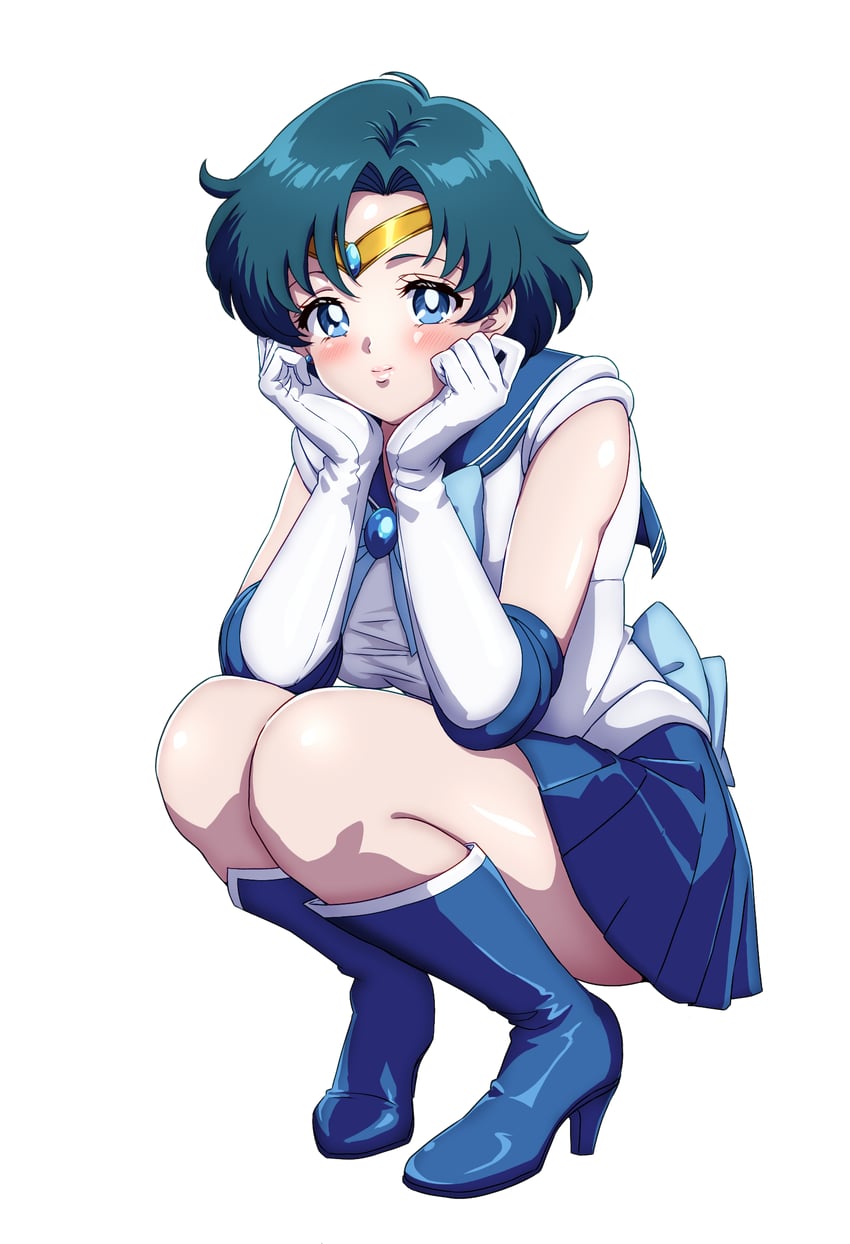 mizuno ami and sailor mercury (bishoujo senshi sailor moon) drawn by nattou_(pixiv111452963)