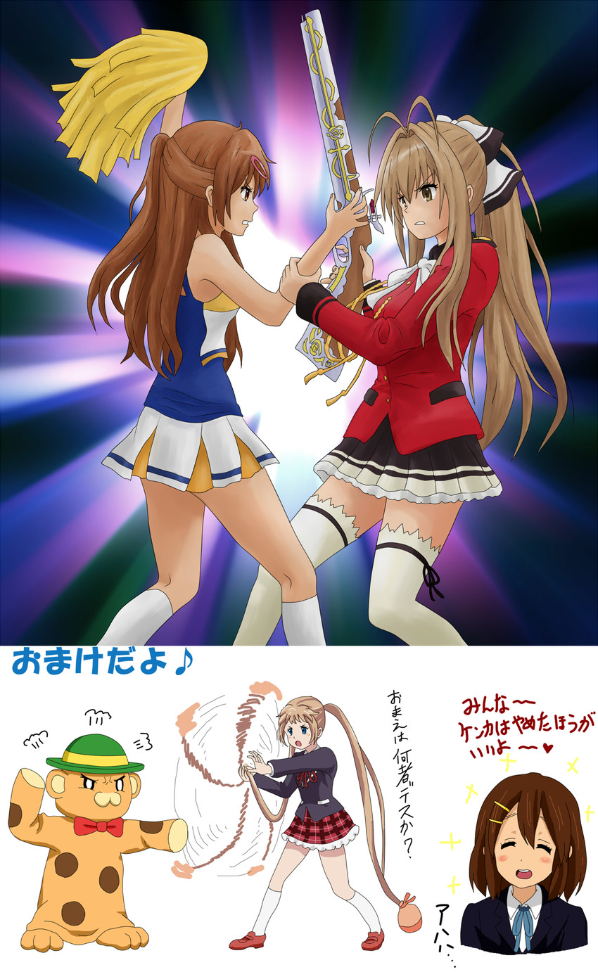 hirasawa yui, sento isuzu, nibutani shinka, dekomori sanae, and moffle (k-on! and 3 more) drawn by hirondo
