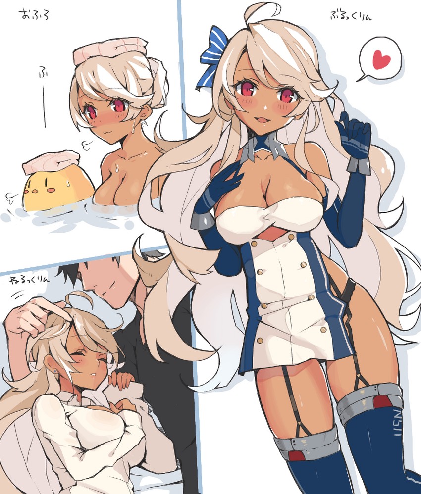 manjuu, commander, and brooklyn (azur lane) drawn by hamuhamu_hamuo