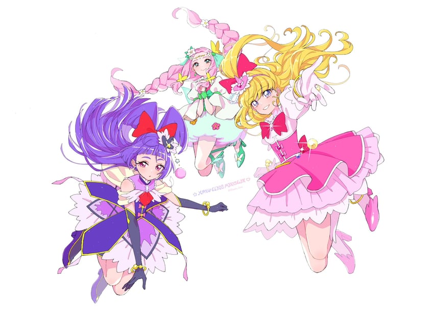 asahina mirai, izayoi liko, cure miracle, cure magical, hanami kotoha, and 1 more (precure and 1 more) drawn by shirako_love