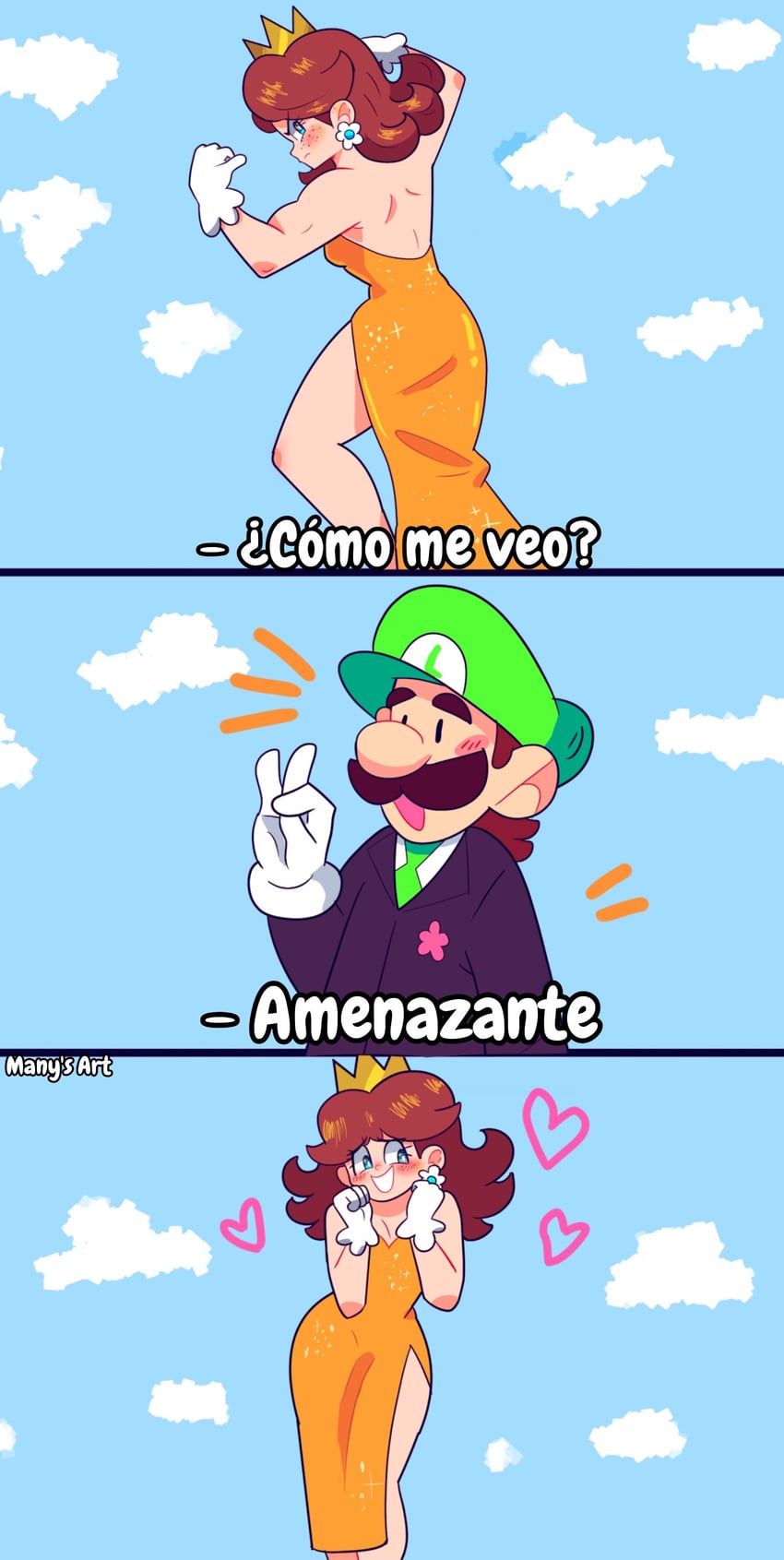luigi and princess daisy (mario and 1 more) drawn by manysart1
