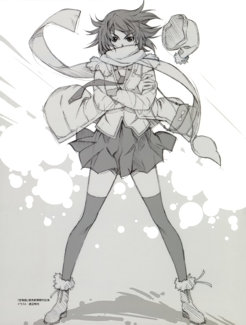 senjougahara hitagi (monogatari and 3 more) drawn by watanabe_akio