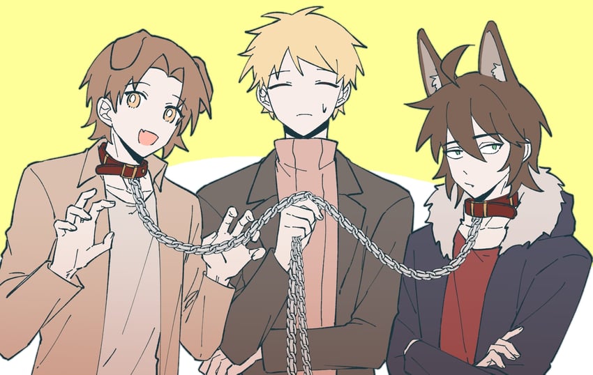 atou haruki, isoi reiji, and shinano eiji (saibou shinkyoku) drawn by qubagogo