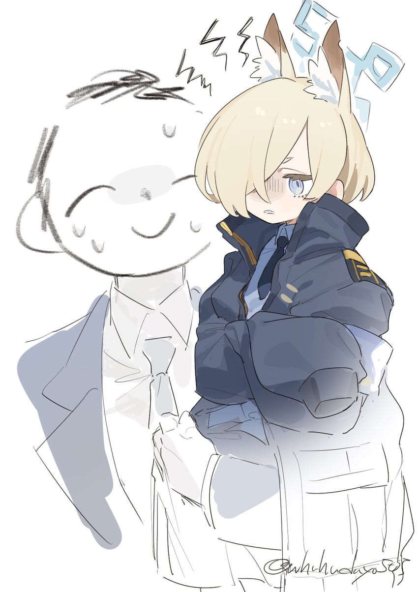sensei, doodle sensei, and kanna (blue archive) drawn by uhuhu