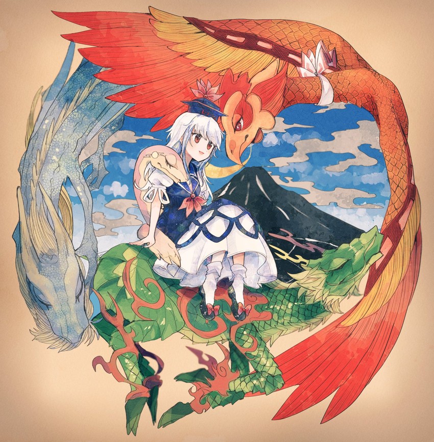 kamishirasawa keine and fujiwara no mokou (touhou) drawn by itomugi-kun