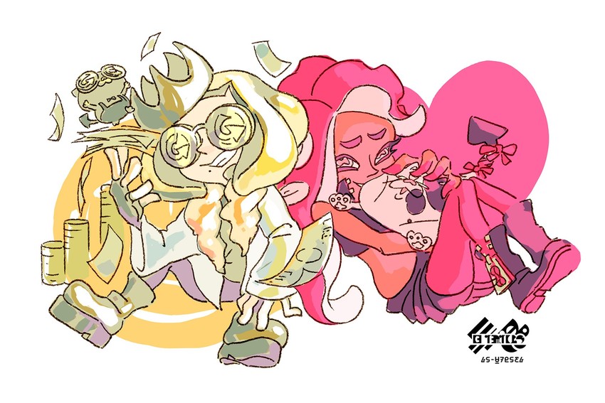 pearl, marina, judd, and li'l judd (splatoon and 1 more) drawn by inoue_seita
