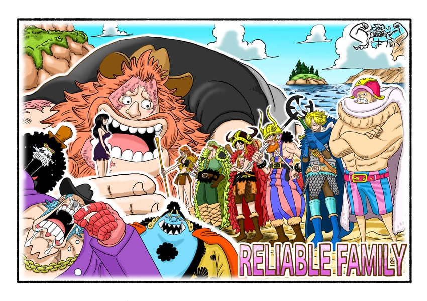 nami, monkey d. luffy, nico robin, roronoa zoro, sanji, and 6 more (one piece) drawn by kiruha_811