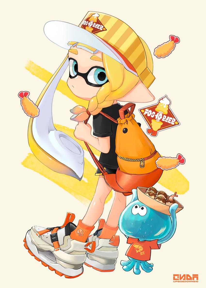 inkling player character, inkling girl, and jellyfish (splatoon and 1 more) drawn by upsidedown510
