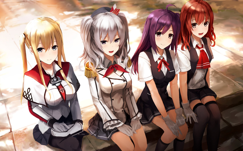kashima, graf zeppelin, hagikaze, and arashi (kantai collection) drawn by akabane_rin