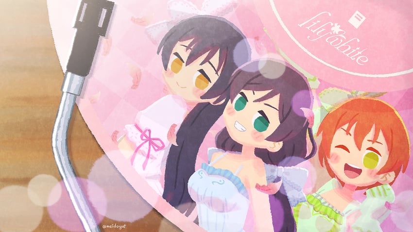 tojo nozomi, sonoda umi, and hoshizora rin (love live! and 1 more) drawn by meidosan