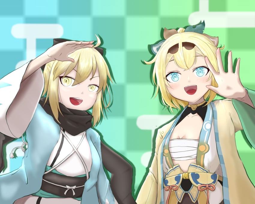 okita souji and kazama iroha (fate and 3 more) drawn by marumulch