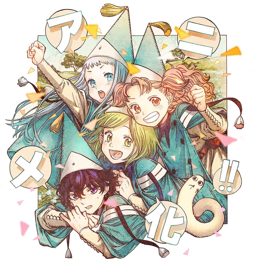 coco, brushbuddy, agott, richeh, and tetia (tongari boushi no atelier) drawn by shirahama_kamome