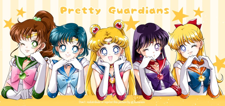 tsukino usagi, sailor moon, mizuno ami, aino minako, hino rei, and 5 more (bishoujo senshi sailor moon) drawn by sarashina_kau