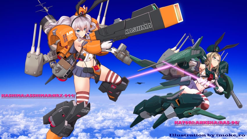 shimakaze, kashima, katori, asshimar, and anksha (kantai collection and 3 more) drawn by moke_ro