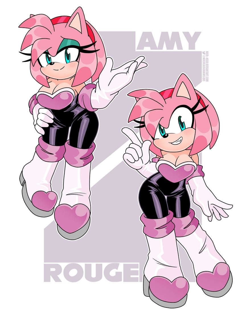 amy rose and rouge the bat (sonic) drawn by nico-neko