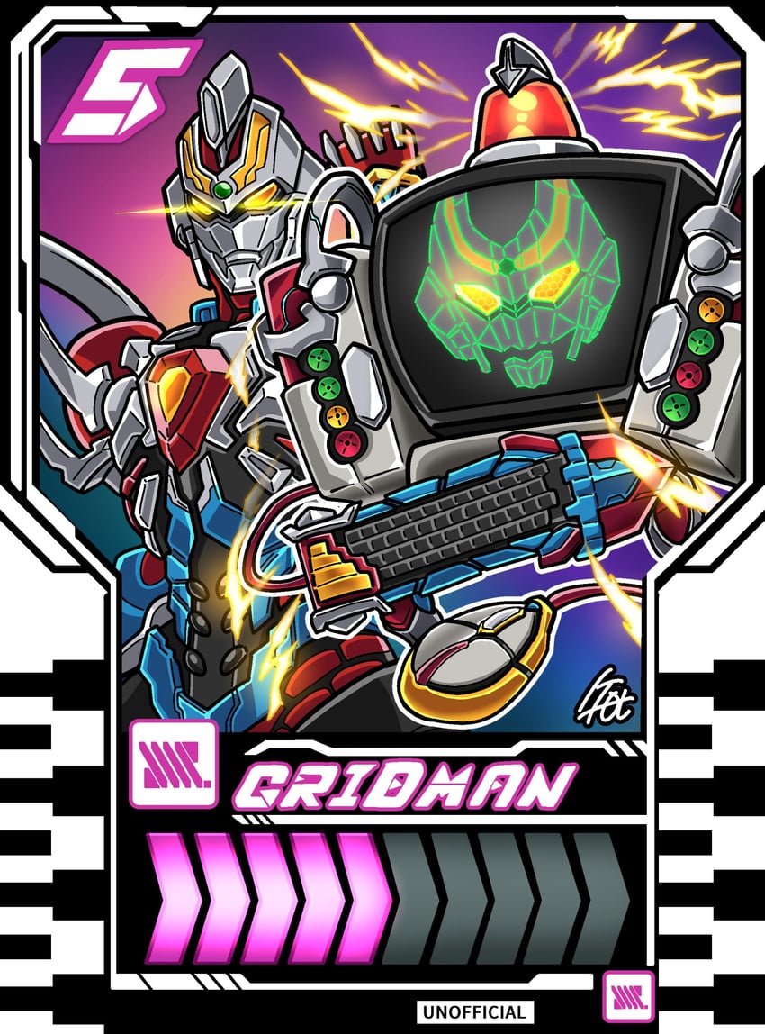 gridman and hasegawa keiichi (kamen rider and 3 more) drawn by shafuu_(arrowww12ga)