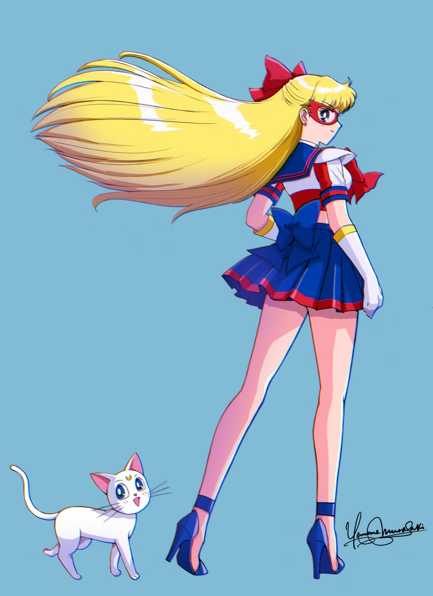 aino minako, artemis, and sailor v (bishoujo senshi sailor moon and 1 more) drawn by dj_jdite