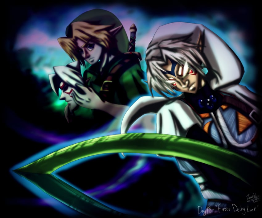 link, young link, and fierce deity (the legend of zelda and 1 more) drawn by celtic_magician