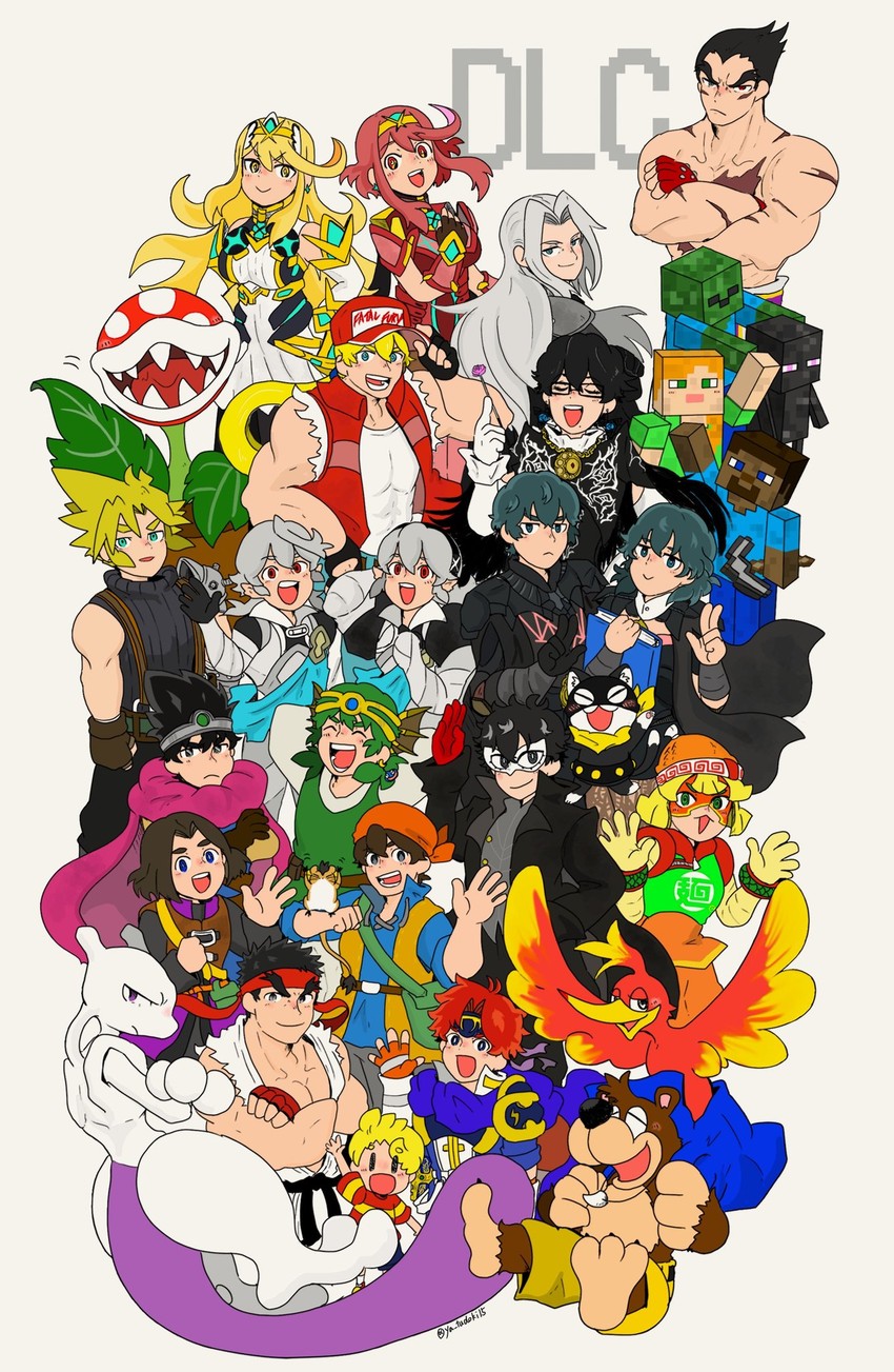 cloud strife, pyra, female byleth, sephiroth, amamiya ren, and 24 more (pokemon and 30 more) drawn by ya_tudoki15