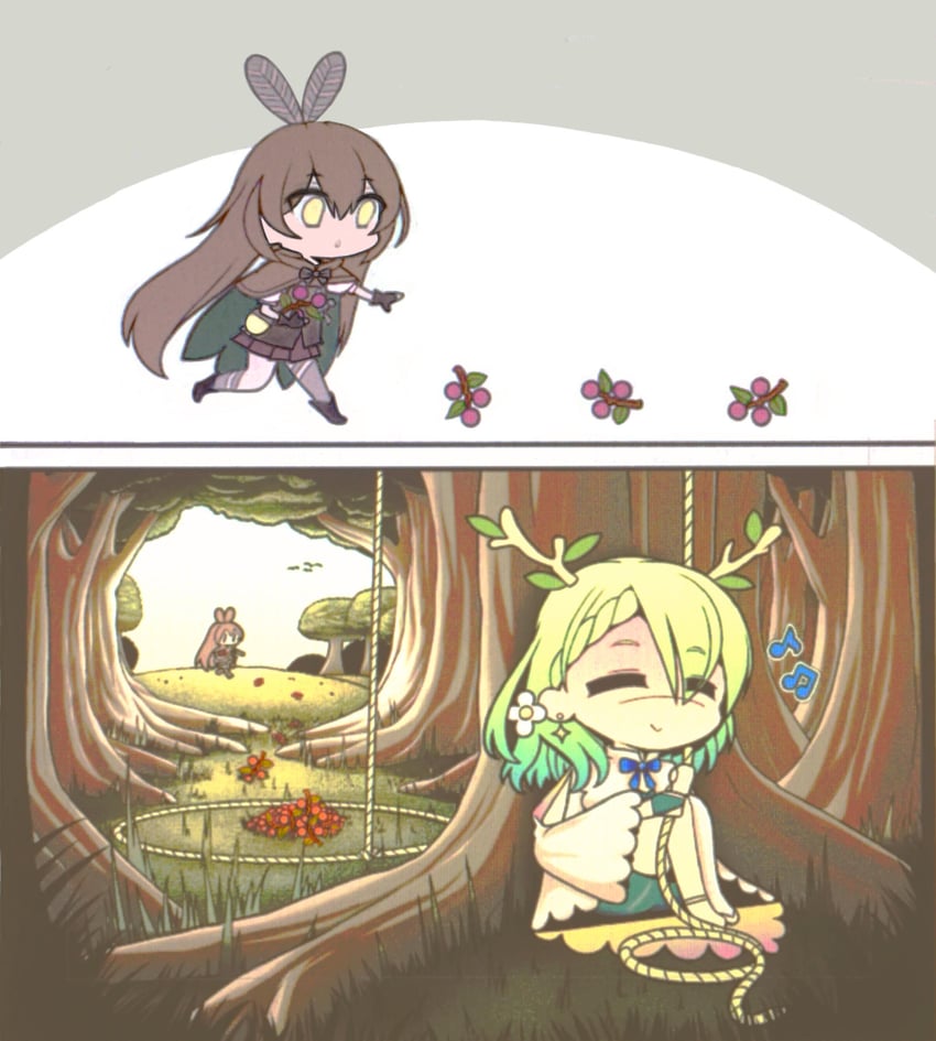 nanashi mumei and ceres fauna (hololive and 2 more) drawn by lemonator