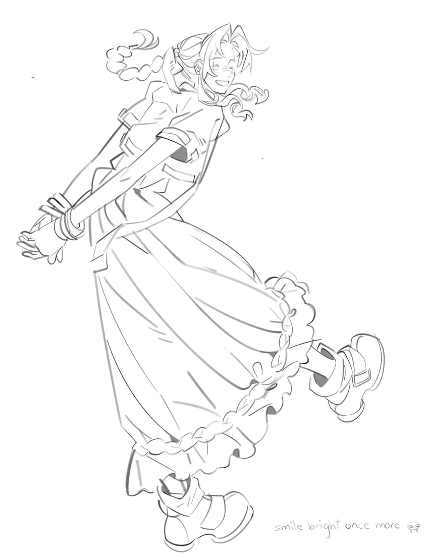 aerith gainsborough (final fantasy and 3 more) drawn by lentymet
