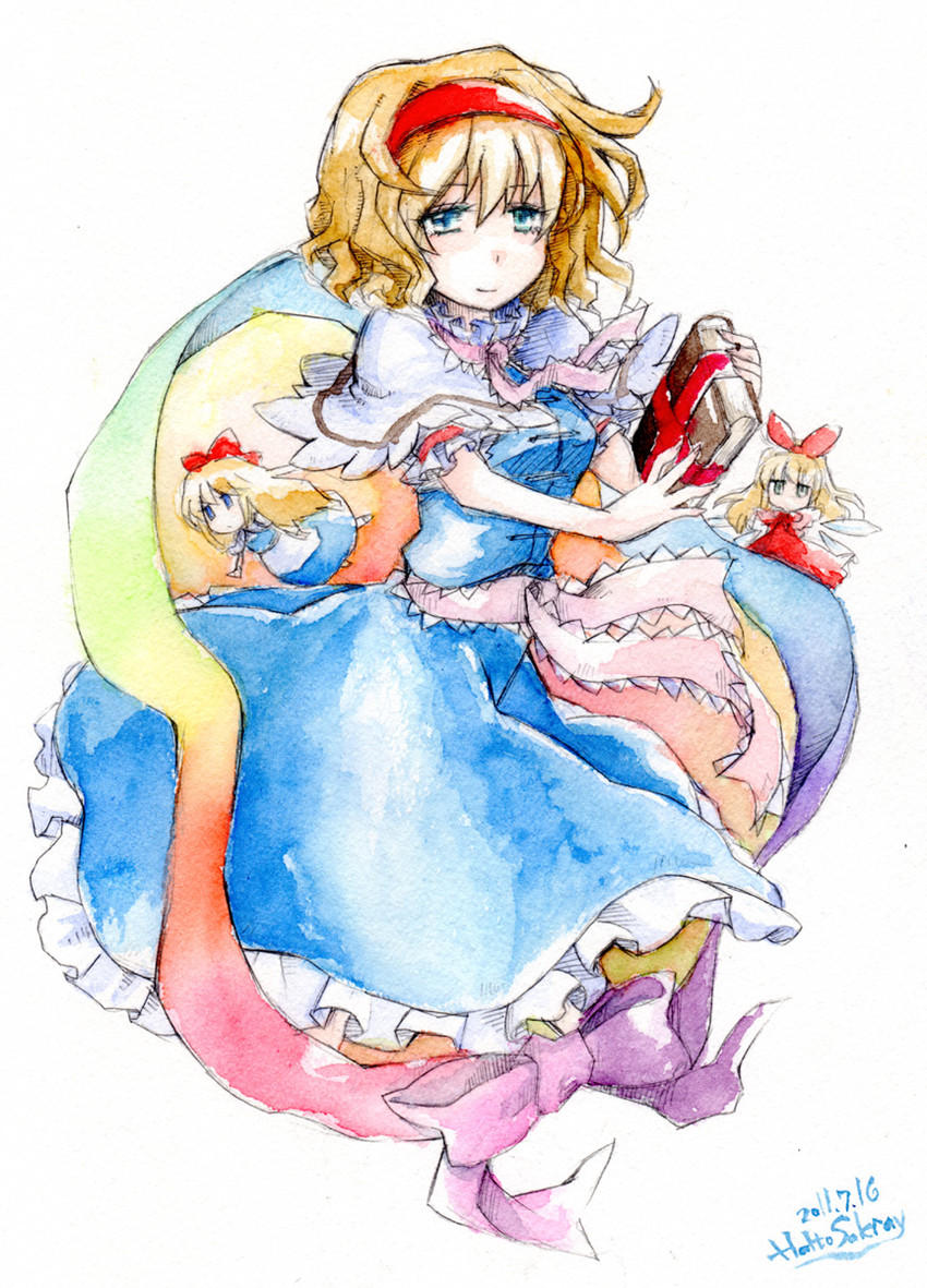alice margatroid, shanghai doll, and hourai doll (touhou) drawn by sakurai_haruto