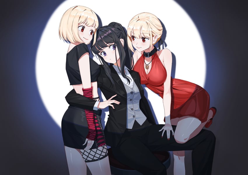 nishikigi chisato and inoue takina (lycoris recoil) drawn by qingtiana
