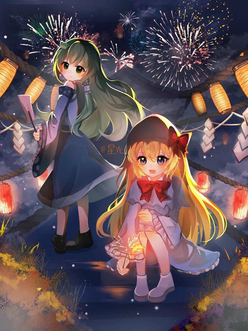 kochiya sanae and lily white (touhou) drawn by xingxingxing_guangguang