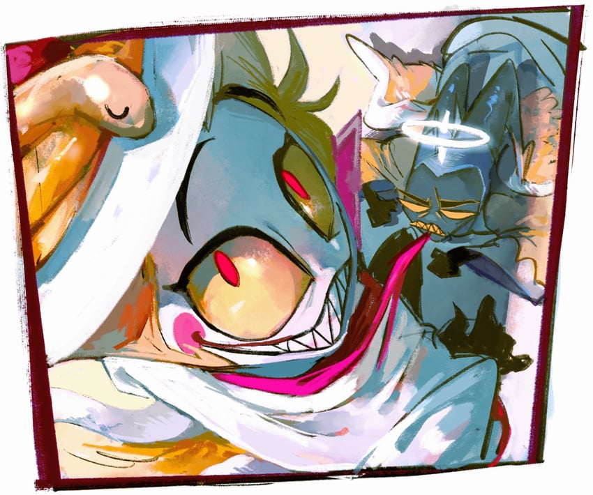 lucifer morningstar and adam (hazbin hotel) drawn by dondoko_00