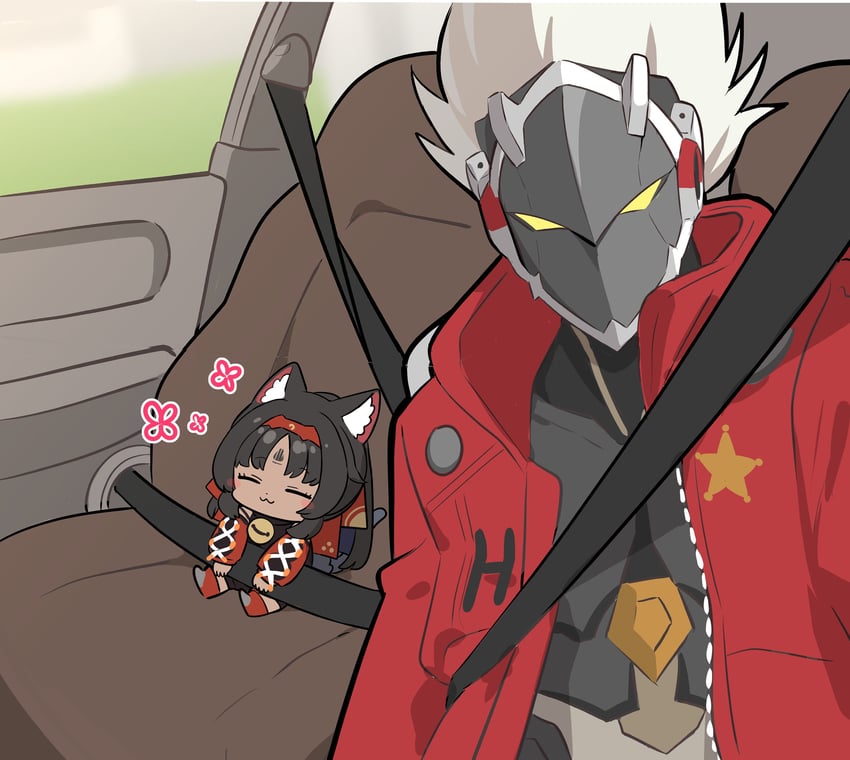 nekomiya mana and billy kid (zenless zone zero) drawn by ooyun