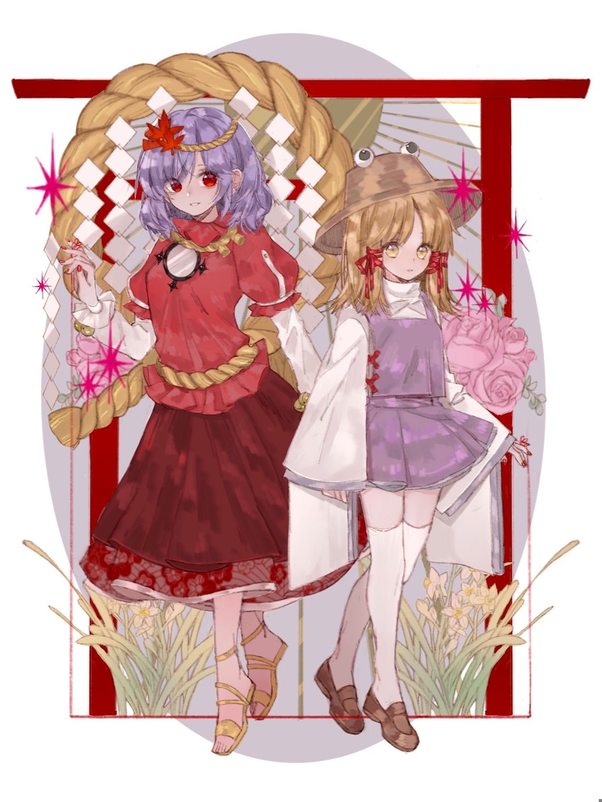 moriya suwako and yasaka kanako (touhou) drawn by anao_(moka-ko)